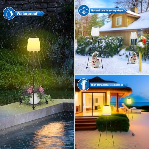 Luminária de chão solar com luz de cultivo de plantas, luzes solares à prova d'água, luz quente e m