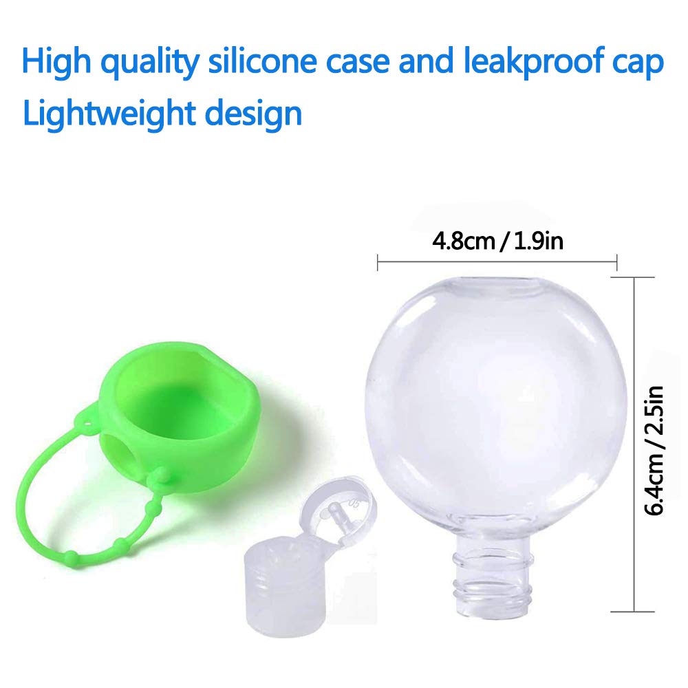Empty Travel Bottle Kids Hand Sanitizer Holder with Silicone Case Keychain Keyring Leak Proof, 30ml Plastic Squeeze Portable Refillable Reusable Bottles (6PACK, Coffee+Pink+Green)