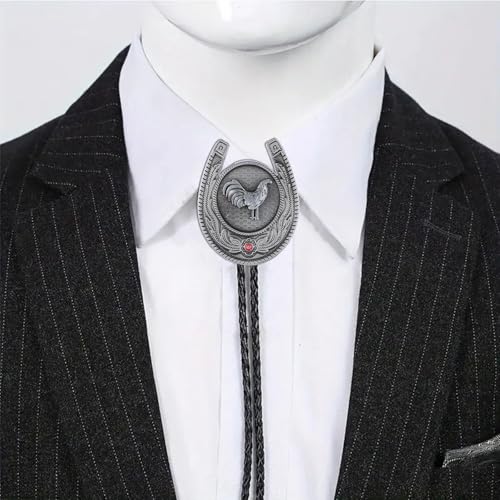 Image of Jeilwiy Bolo Tie for Men, Western Cowboy Golden Longhorn Bull Eagle Horse Cowboy Hat Bolo Necklace Leather Necktie for Women
