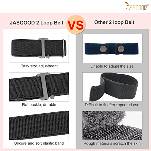 Jasgood 2 Pack Kids No Buckle Stretch Belts For Girls Boys 2 Loop Elastic Invisible Adjustable Belts For Jeans Pants Dress #TOP3