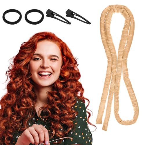 XLIUAX Diadema de rizos sin calor, diadema de varilla rizadora sin calor, rodillos de pelo suave para cabello corto y largo, sin calor, rizos nocturnos con rizadores finos para dormir en ondas suaves