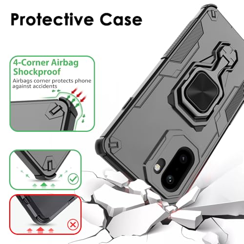 Image of TheGiftKart Tough Armor Bumper Back Case Cover for OnePlus 15R 5G | Ring Holder & Kickstand in-Built | 360 Degree Protection Back Case Cover for OnePlus 15R 5G (PC & TPU, Black)