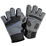 XUKER Half Finger Padded Palm Gloves for Water Sports, Robust & Slip Resistant, Quick-Drying for Kayaking, SUP, Diving, Windsurfing, Sailing, Jet Skiing, Grey, L