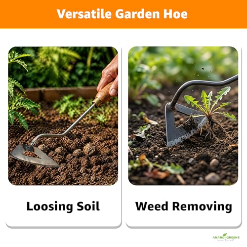 Image of Anandi Green's Metal Agriculture Garden Spectacular Heavy Duty Plastic Handle Gardening Tools Set for Gardening (Hello Hoe)