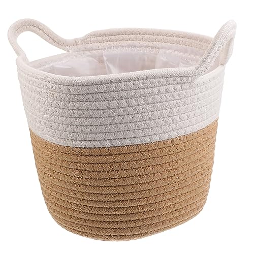 Yardwe Cesta Tejida De Algodón para Plantas y Maceteros Base Estable Duradera y Decorativa para Hogar Sala y Oficina Cesta Pequeña para Almacenamiento y Decoración Natural