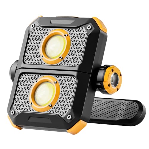 1500LM Magnetic LED Work Light, Rechargeable Foldable Mechanics Flashlight | 9 Light Modes, 360° Rotation, Hands-Free Base for Auto Repair, Garage, Job Site, Construction, Power Outage, Camping, Storm