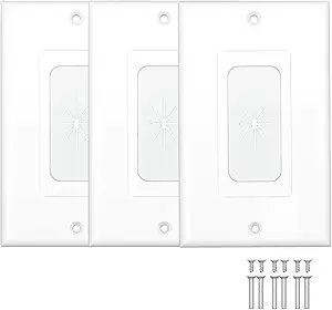 Flexible Rubber Wall Plate Cable Pass Through,Standard Size Cable Wall Plate,1-Gang,4.50" x 2.75,Rubber Wall Grommets Insert for Low Voltage Cables,Home Theater System,3 Pack