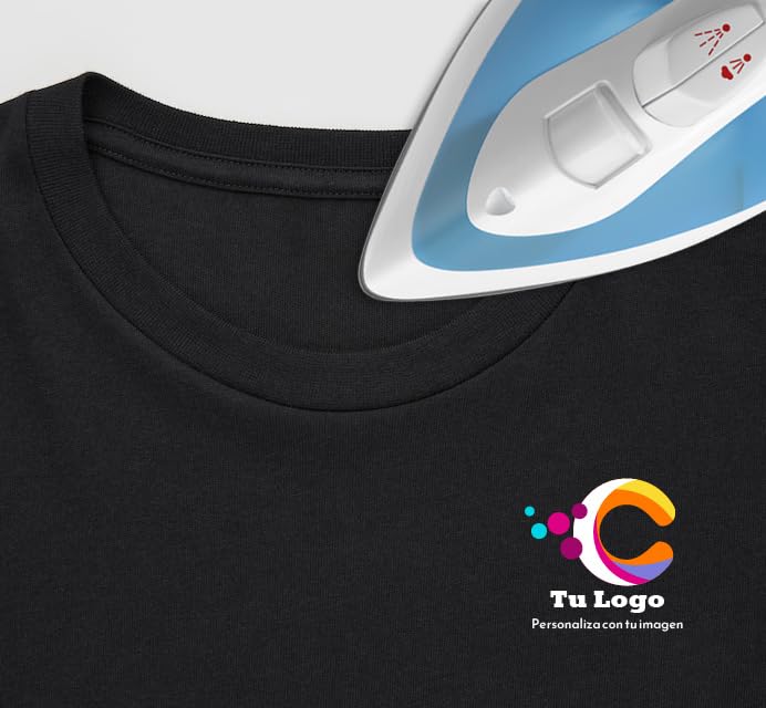 20 Etiquetas con tu Logo Personalizado para Ropa. Varias medidas. Logotipo ropa laboral personalizado. Transferencia con logotipo personalizado. Pegatinas termoadhesivas para planchar