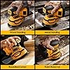 Cordless Orbital Sander for Dewalt 20V Battery, Brushless 6 Variable Speeds, 6000 to 12000 OPM, 12Pcs Sandpapers With Dust Collector for Woodworking Sanding (Battery Not Included) (Yellow) #5
