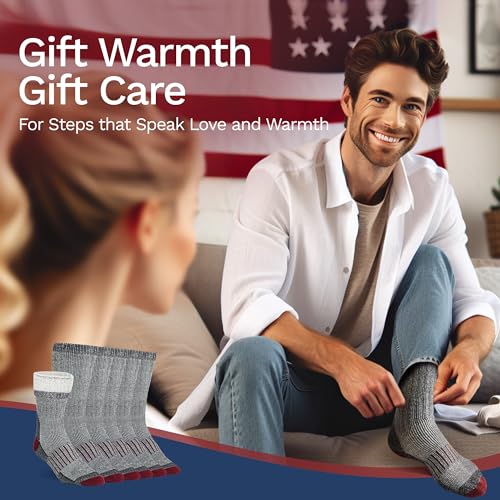 Image of Buttons & Pleats Wool Socks for Men & Women Merino Thermal Warm Cozy Winter Boot Sock