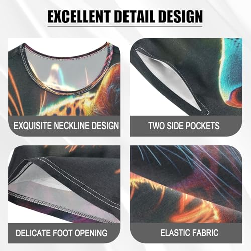 ALAZA Rainbow Color Leopard Pajamas Set Short Sleeve Cotton Sleepwear Summer Pjs 2 Piece 5-14Y4