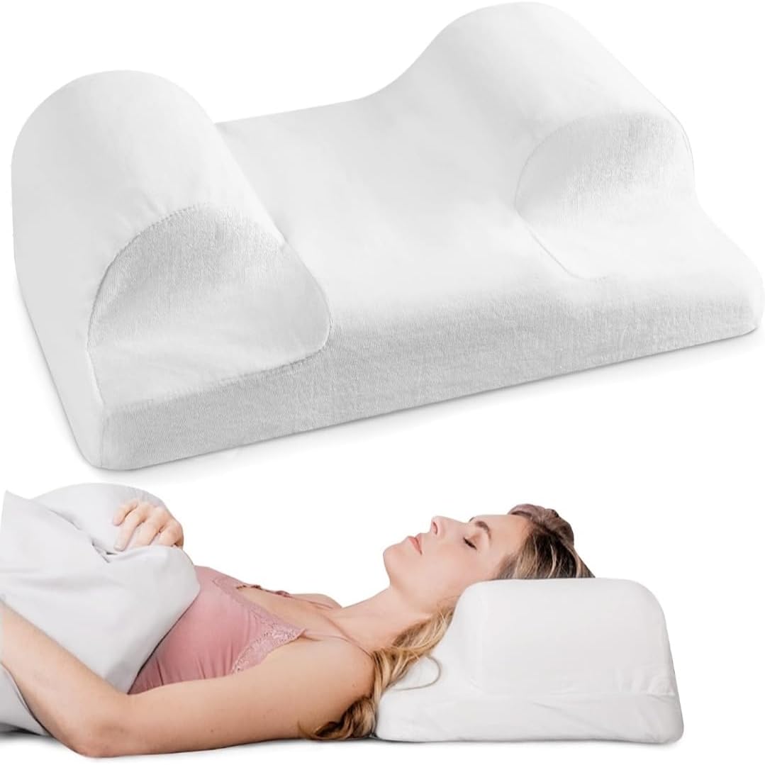 YourFacePillow - Ergonomic Cervical Memory Foam Pillow for Comfortable Back Sleeping - Neck & Shoulder Support - Best Sleep Posture Alignment - Large