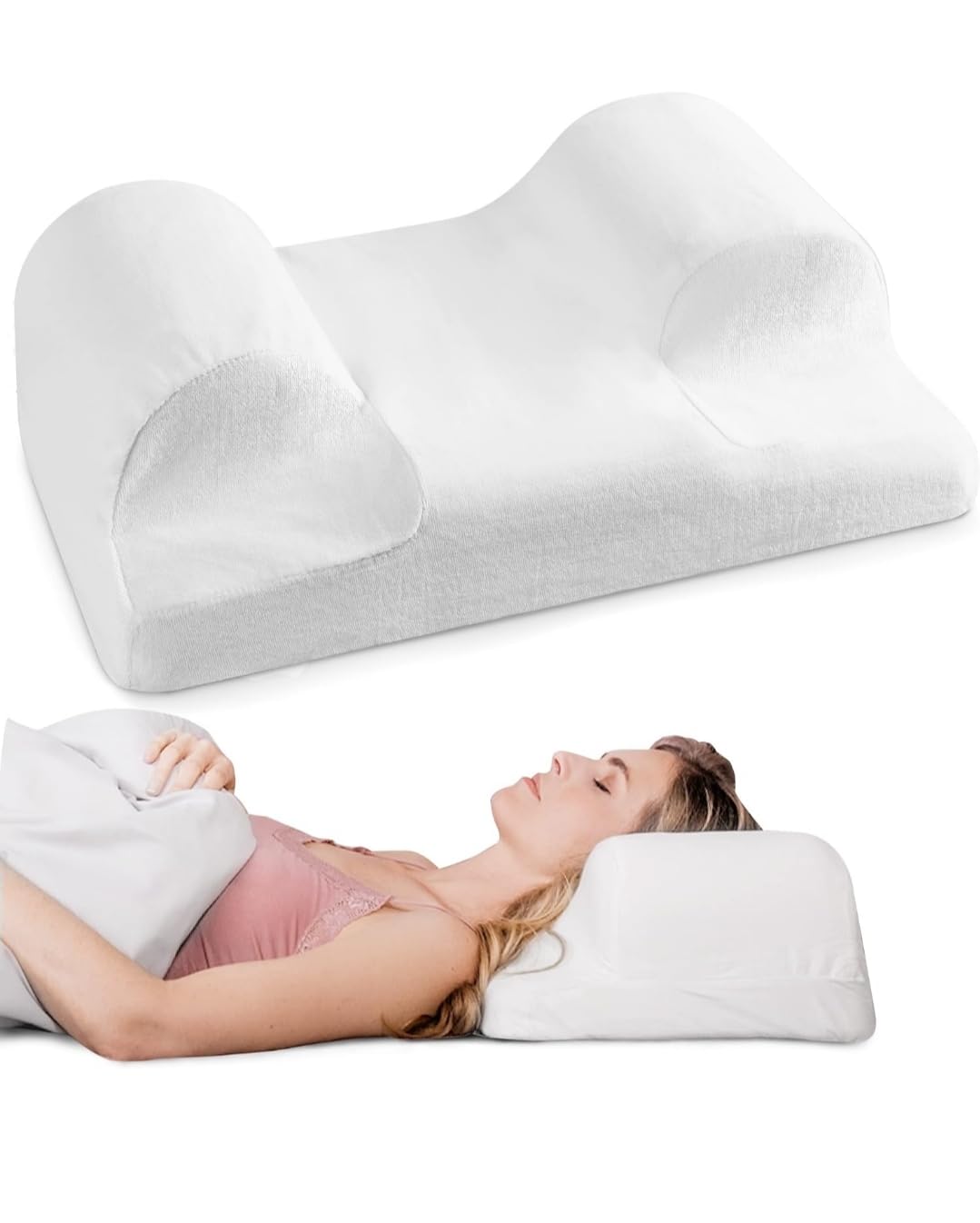 YourFacePillow - Ergonomic Cervical Memory Foam Pillow for Comfortable Back Sleeping - Neck & Shoulder Support - Best Sleep Posture Alignment - Large