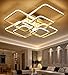 LED Salon Plafonnier Dimmable Moderne Carré Salle De Bains Lampe Hall d'entrée Lampe Multicolore Anneau Décor Design Lustre En Métal Acrylique Écran Chambre Salle À Manger Cuisine Bureau (8-Lampen)