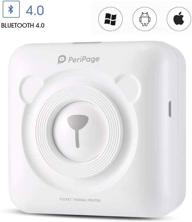 Wireless Bluetooth Printer A6 PeriPage Mini Photo Pocket Printer Sticker Thermal Label Sticker Receipt Printer Instant Printer Support Cellphone with Windows Android iOS System