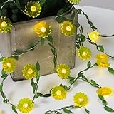 Sunflower Decor Flower String Lights Vines with Fairy Lights Christmas, 30 LED Copper Wire with Remote Control Battery Operated Flower Garland Leaf for Locker,Bedroom, Wall, Christmas,Fall Decorations