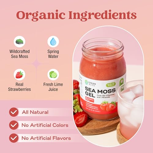Sea Moss Gel Wildcrafted-Organic Fresh Fruits -Made in USA- 92+ Vitamins & Minerals Non-GMO Vegan Gluten-Free - Caribbean Gold Seamoss for Gut Health, Immunity, Energy & Digestion (Strawberry, 16 oz) - Image 4
