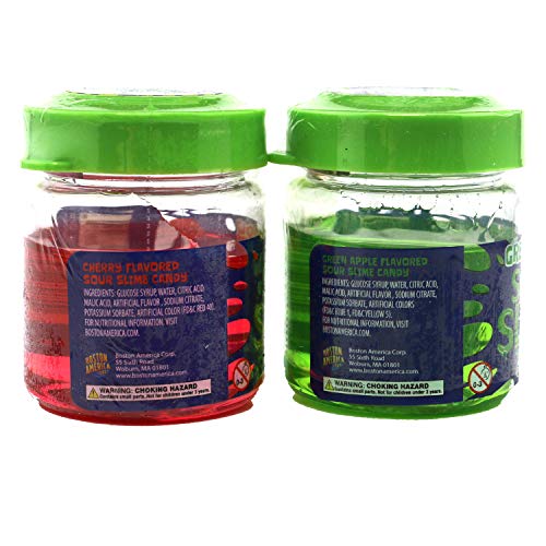 Sour Slime Liquid Candy (3 Pack Assorted) Cherry And Green Apple, Spoon Inside Lid. With 2 Gosutoys Stickers #TOP4