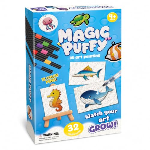 Image of MZYTOZA Magic Foam Texture Painting Kit - 3D Art Craft Magic Puffs Paint Kit, 15 Mess-Free Paint by Number Craft for Kids (Blue)