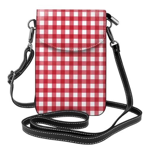 Pochette téléphone femme avec portefeuille cuir PU et petit sac bandoulière rouge abstrait