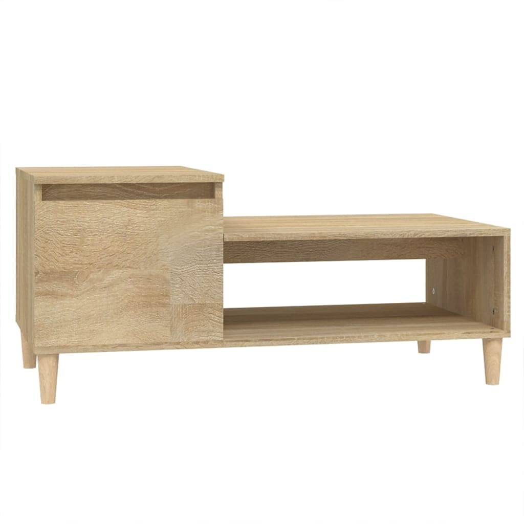 Table basse chêne Sonoma 100x50x45cm en bois d'ingénierie et eucalyptus avec niche de rangement
