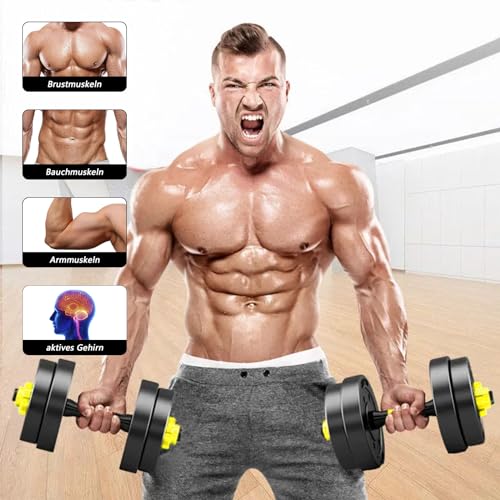 Foto von Hantelset 2er Set verstellbar, Kurzhantel Set Profi Kurzhantel mit Verbindungsstahlrohr Gewichtheben für Zuhause, Fitnessstudio (10-KG)