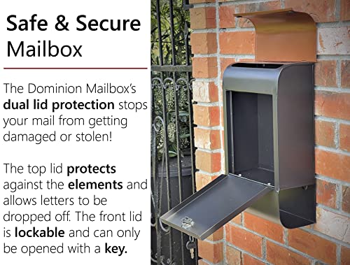 Nach Dominion Modern Lockable Mailbox With Built-In Newspaper Holder, Wall Mount Mailboxes For Outside With Max Rust Protection, Black And Brown, 16X10X4.5 In, Mb-8000Lk #TOP3