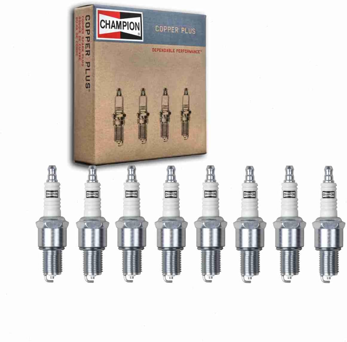8 pc Champion Copper Plus Spark Plugs compatible with Chevrolet Chevelle 6.5L V8 1965-1970