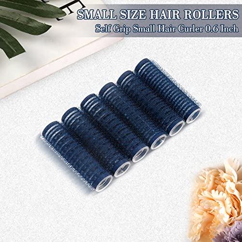 24 Pcs Hair Rollers, Small Size Self Grip Hair Curlers Hair Dressing Tool, Salon Curly Style Hair Rollers For Short Hair, 0.6 Inch Navy Blue #TOP5