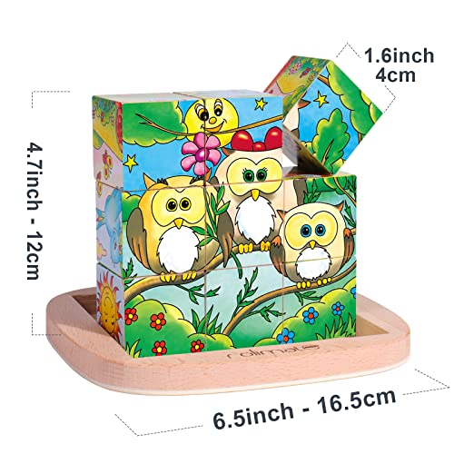 Wooden Puzzles For Toddlers Kids With Color Book [Upgraded For Child Safety] 6 In 1 Wood Block Cubes Puzzle With Convenient & Durable Tray, Pegged Puzzles For 2 3 4 5 Year Preschool Girl Boy(Squirrel) #TOP3