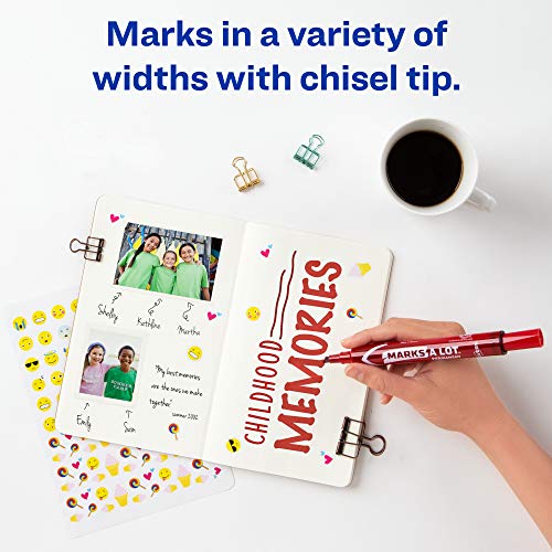 Avery Marks A Lot Permanent Markers, Large Desk-Style Size, Chisel Tip, Water And Wear Resistant, 12 Red Markers (08887) #TOP2