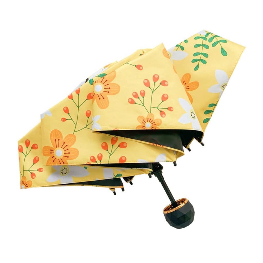 LEIGE Automatic Umbrella Yellow Flower Sun Protection Windproof Strong Stand Cute Rain&Sun Mini Paraguas