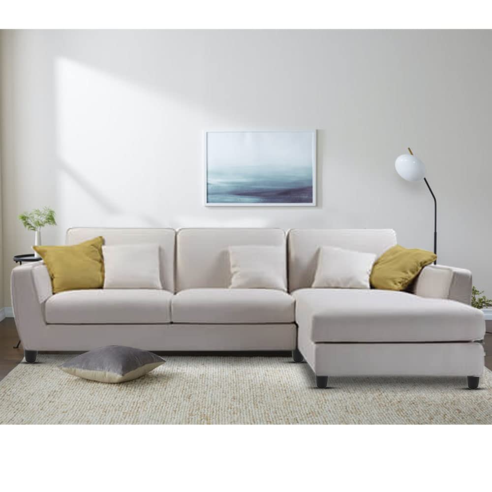 BRAXTON Zubin 4 Seater L Shape,Sofa Set for Living Room (Cream)
