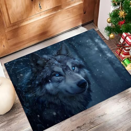 Alfombra de entrada con diseño de lobo para un hogar limpio y sin tropiezos 3