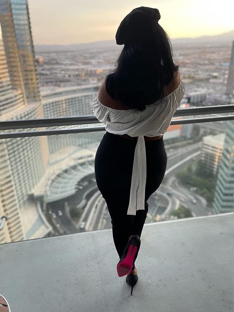 XXTAXN Women's Casual High Waist Stretch Trousers Solid Pencil Pants with Tie - Image 7