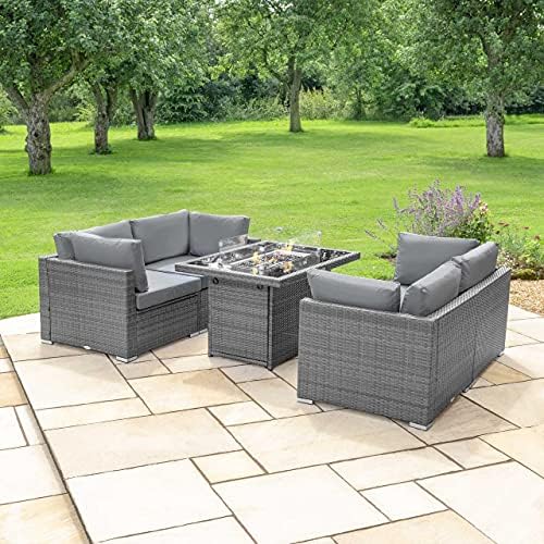 Harrier Rattan Outdoor Furniture Set 4 Seater Sofa Set + Luxury Fire