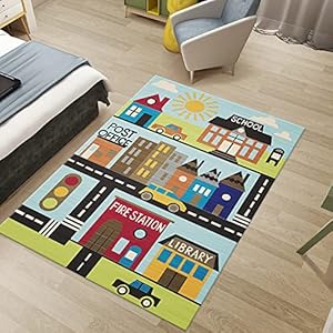 Artistiek Traditioneel Unieke vloerkleden Simuleer stadsverkeerslichtenSpeelkamer Tapijt voor kinderen en baby’s200 x 200 cm