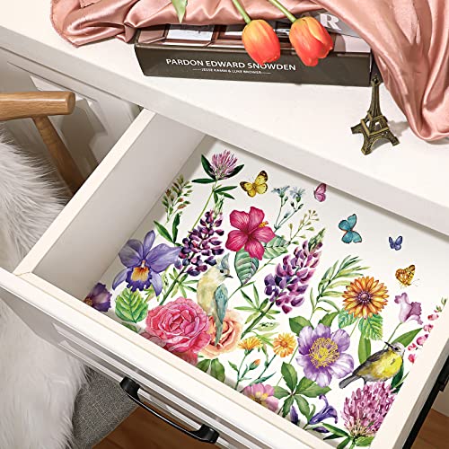 Gersoniel 10 Sheets Drawer Liners for Dresser Scented Drawer Liners Non Adhesive Scented Paper for Fragrant Home Shelf Closet(Jasmine,Colorful Pattern)