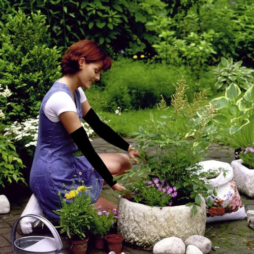 Helweet Schnittfeste Ärmel, Unterarmschutz Arm Sleeve, Ärmelschoner, 1 Paar Arm Guard, Armschützer, Hitzebeständig, Atmungsaktiv, UV-Schutz, für Damen Herren Garten Küche Schnitzarbeiten, Schwarz