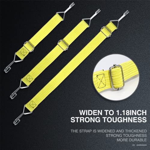 4 Pcs Adjustable Flat Bungee Straps 80 Inches Heavy Duty Bungee Cords With Metal Buckle Hooks Elastic Band Perfect Luggage Strap For Bike Motorcycle Truck Outdoor Camping Traveling (Yellow) #TOP4