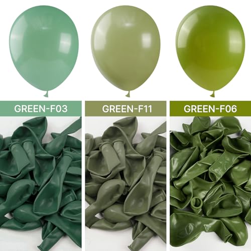 Image of PartyWoo Retro Green Balloons, 100 pcs 10 Inch Sage Green Balloons, Green Balloons for Balloon Garland Arch as Party Decorations, Birthday Decorations, Wedding Decorations, Baby Shower Decorations