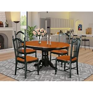 East West Furniture AVDO5-BCH-W 5 Piece Dining Room Furniture Set Includes an Oval Wooden Table with Butterfly Leaf and 4 Kitchen Dining Chairs, 42x60 Inch, Black & Cherry East West Furniture AVDO5 BCH W 5 Piece Dining Room Furniture Set Includes an Oval Wooden Table with Butterfly Leaf and 4 Kitchen Dining Chairs 42×60 Inch Black Cherry