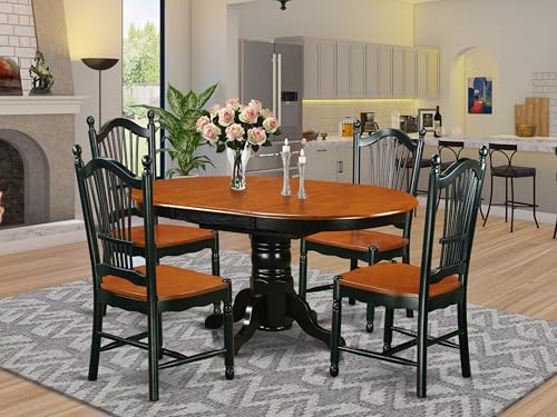 East-West-Furniture-AVDO5-BCH-W-5-Piece-Dining-Room-Furniture-Set-Includes-an-Oval-Wooden-Table-with-Butterfly-Leaf-and-4-Kitchen-Dining-Chairs-42×60-Inch-Black-Cherry East West Furniture AVDO5 BCH W 5 Piece Dining Room Furniture Set Includes an Oval Wooden Table with Butterfly Leaf and 4 Kitchen Dining Chairs 42×60 Inch Black Cherry