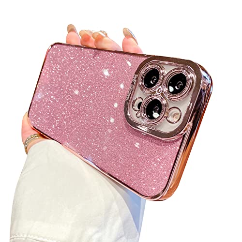 Fycyko Compatible With Iphone 12 Pro Case Glitter Luxury Cute Flexible Plating Cover Camera Protection Shockproof Phone Case For Women Girl Men Design For Iphone 12 Pro 6.1'' Pink #TOP7