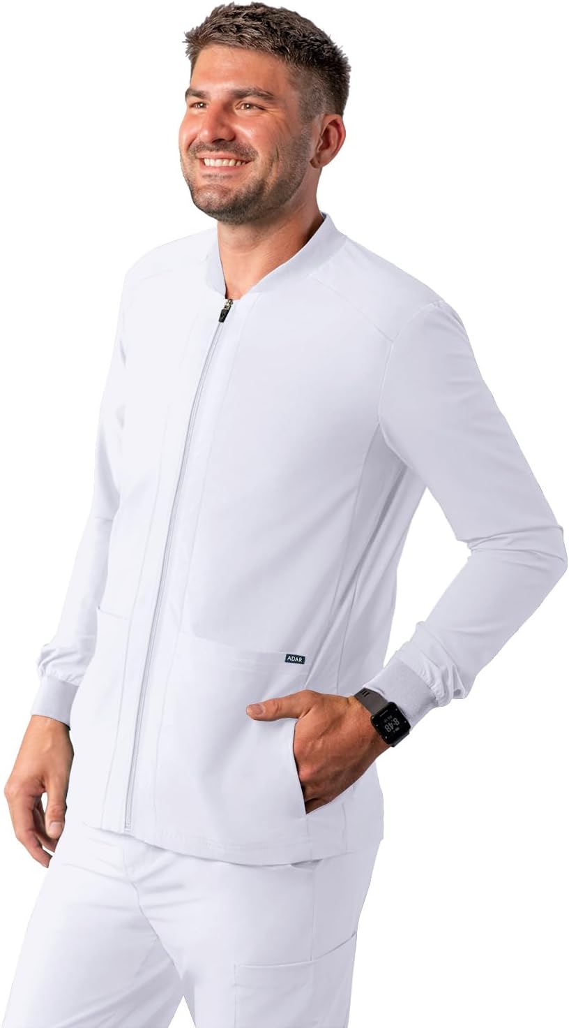 Adar Addition Scrubs for Men - Zippered Bomber Scrub Jacket