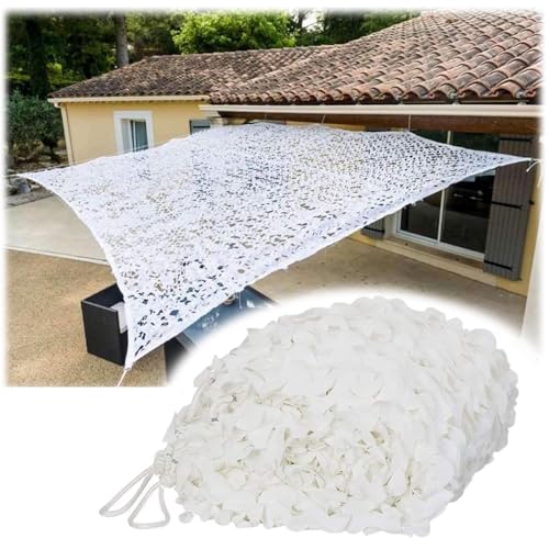 Tarnnetz Sonnenschutz, Camouflage Netz Weiß Sonnensegel, 1.5x6m Tarnung Netz für Deko, Jagd, Camping, Outdoor, Sichtschutz, Leicht Langlebig