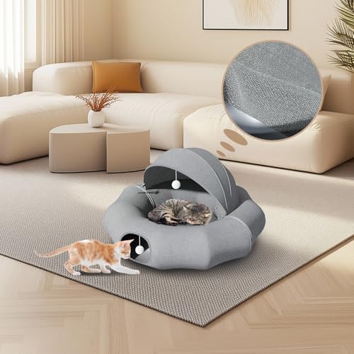 Teeloray Cama de túnel para gatos com barraca, túneis para gatos internos, túnel grande e fofo, com