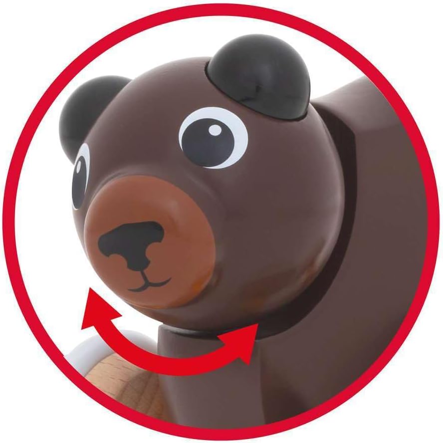 BRIO 30338 Push Along Bear | The Perfect Playmate for Your Toddler, White