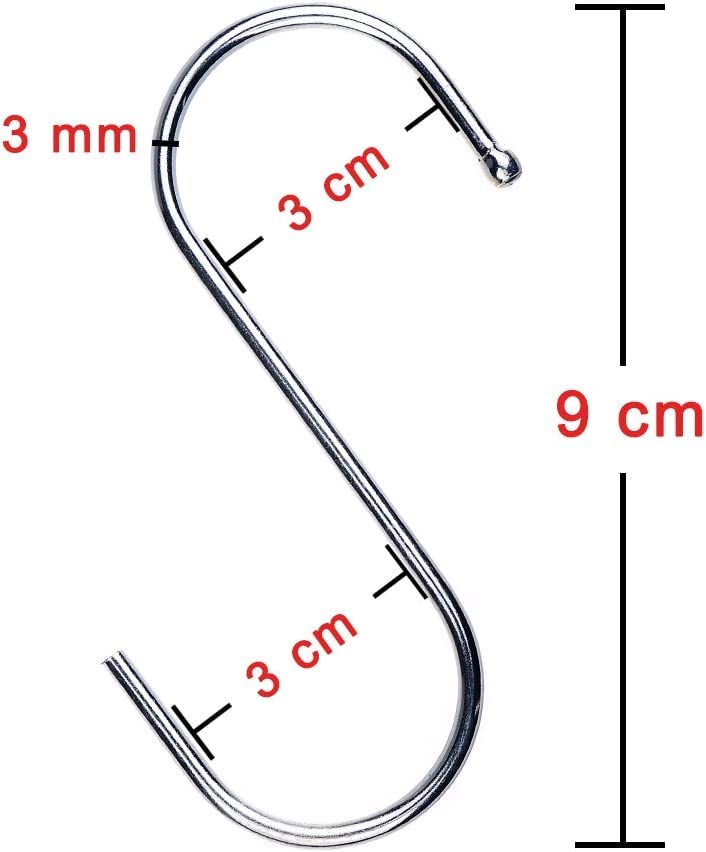 Baoswi 40 Pack Heavy Duty S Hooks S Shaped Hanging Hooks Large Hangers for Kitchen Bathroom, Bedroom and Office (Silver) - Image 2