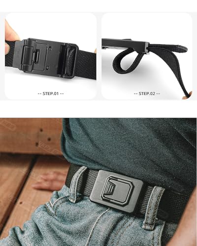 Image of Mens Belt, Tactical Military Utility Rigger Work 1.25 Inch Belts for Men Women with Quick Release Buckle (Grey, M(40 inch-46 inch Waist))